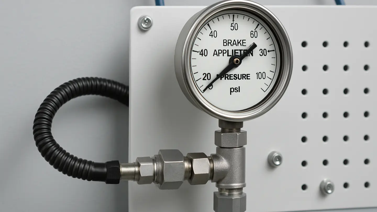 Dashboard brake application pressure gauge in an air brake system