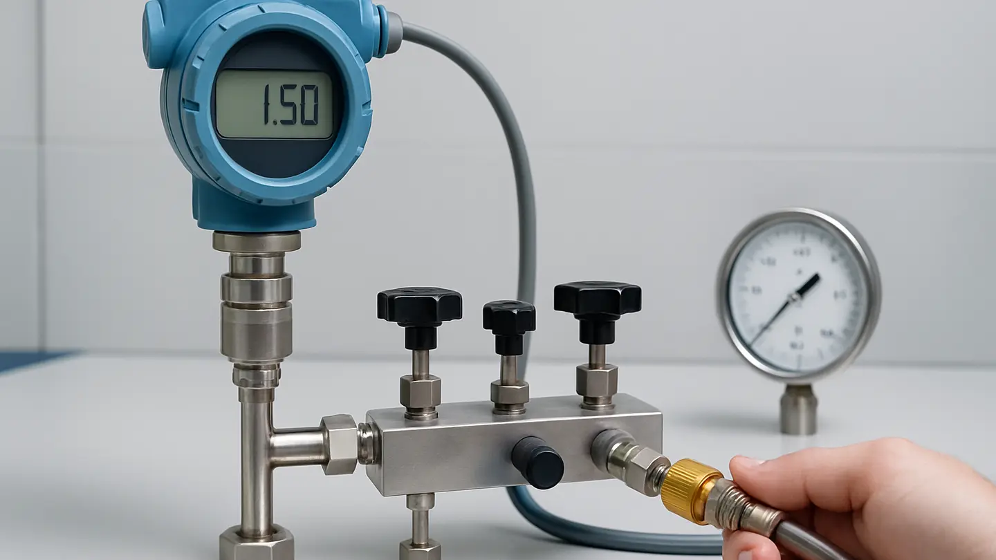 Digital pressure gauge measuring pressure in a pipe system