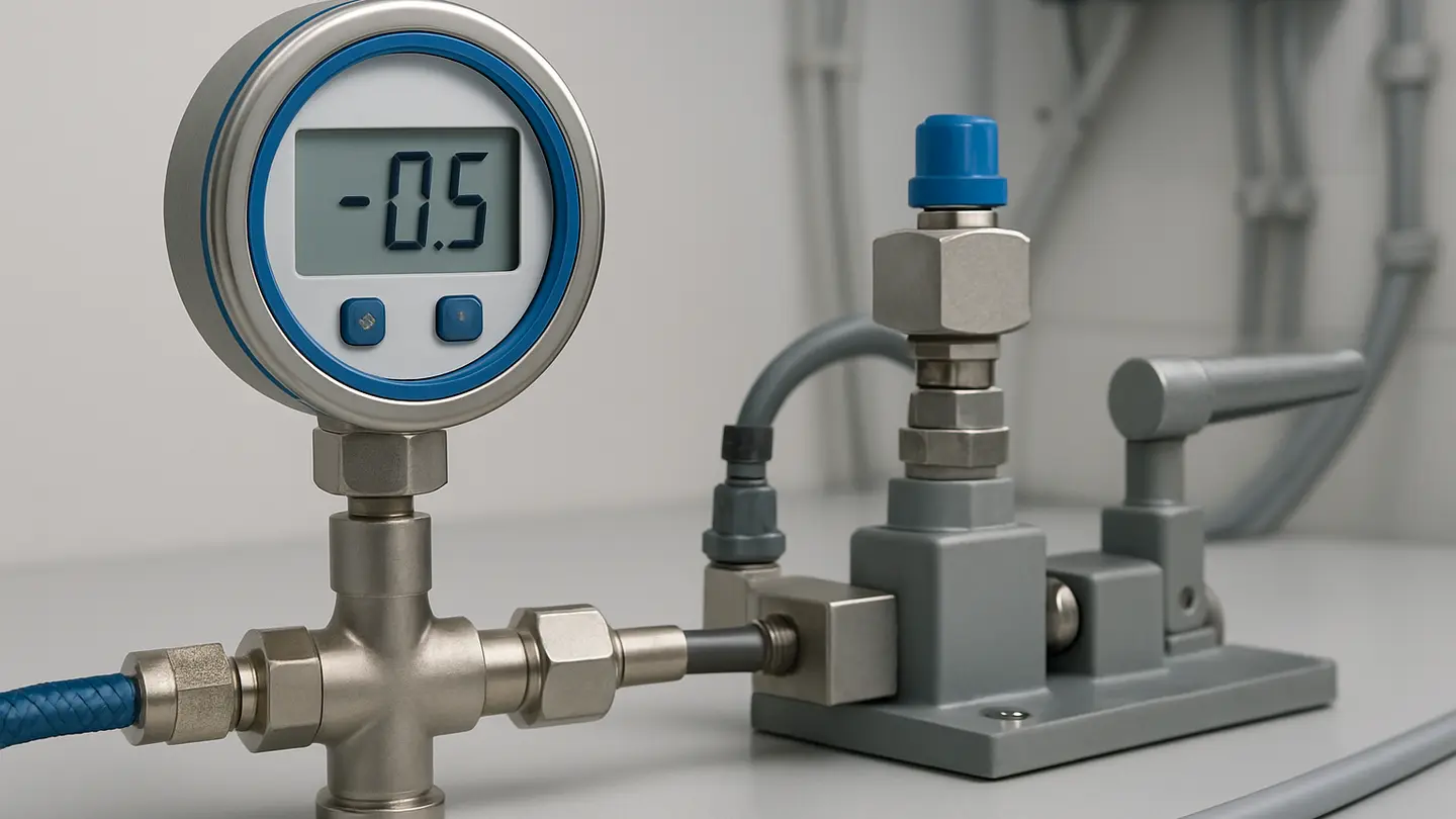 Pressure gauge indicating pressure below atmospheric pressure