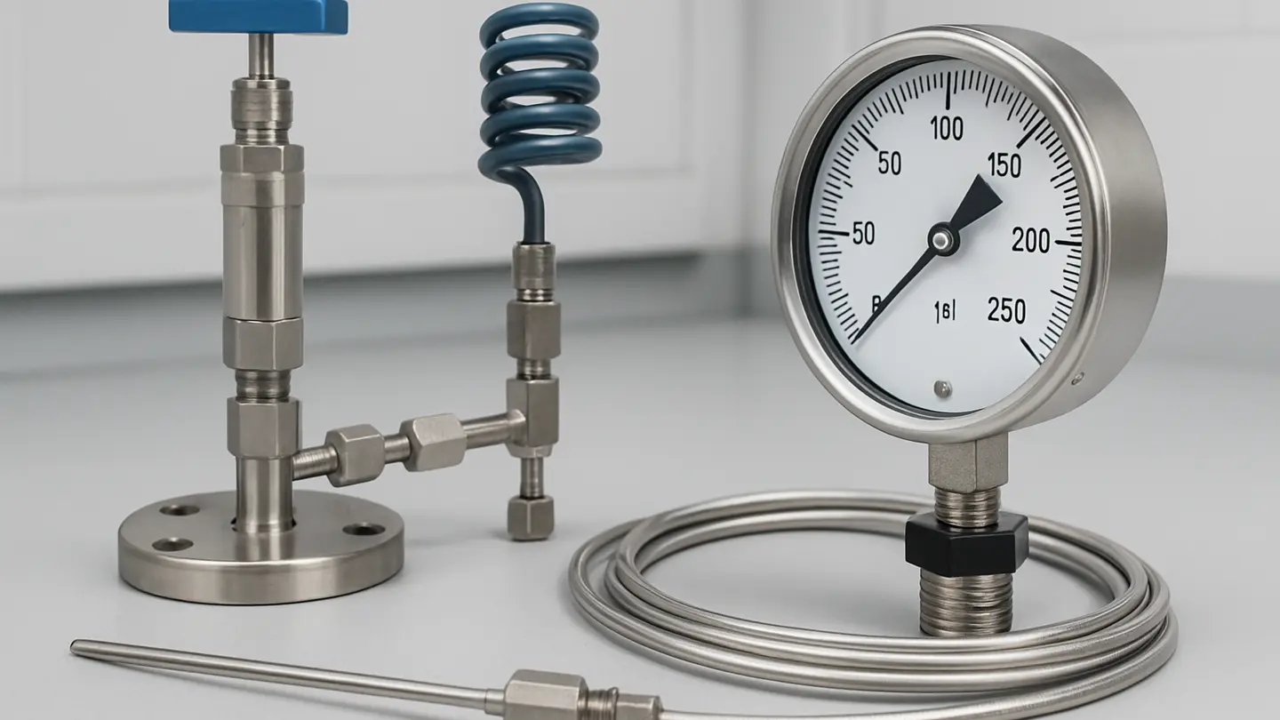 Pressure instrument connected to cryogenic piping