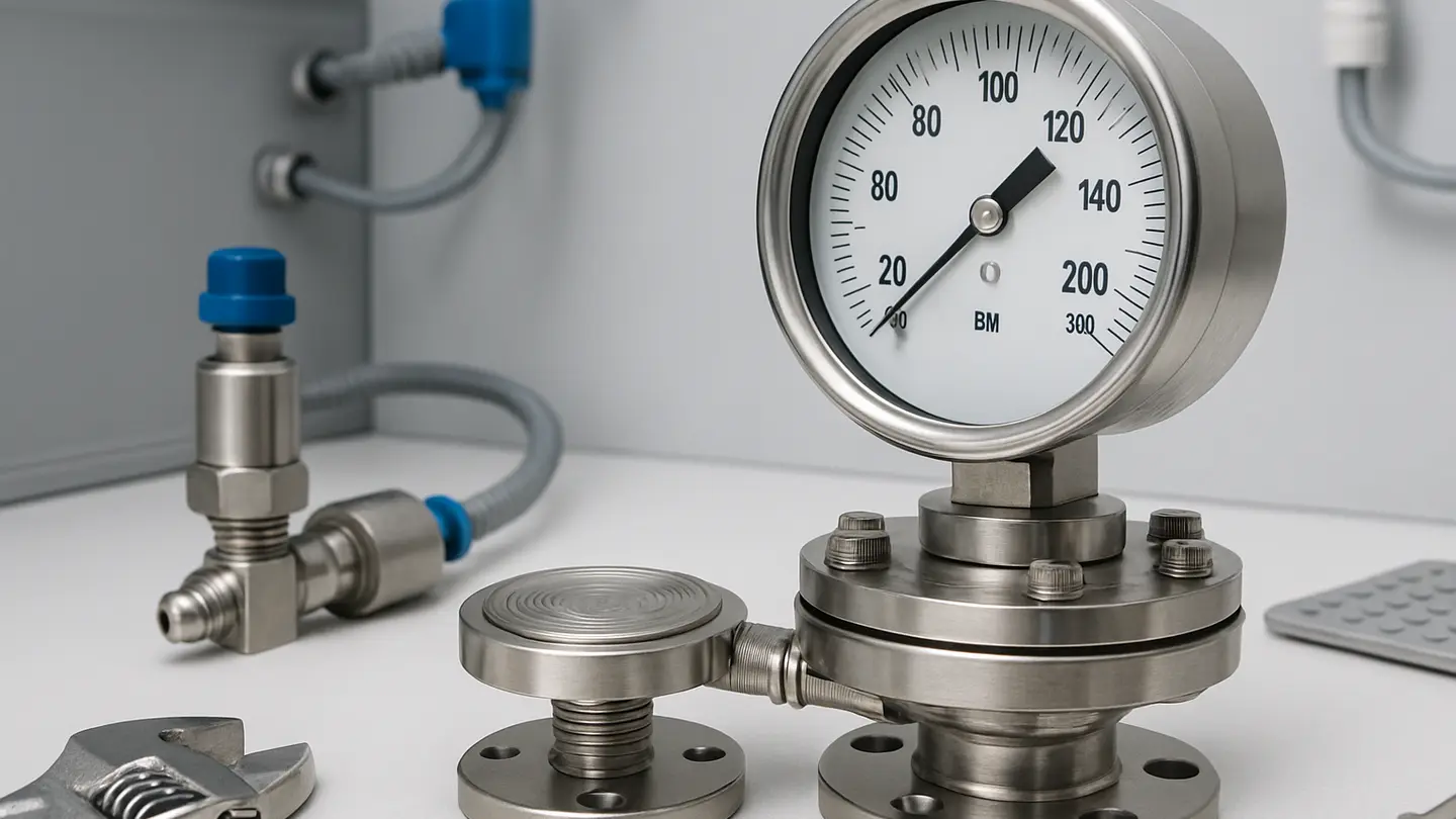 Diaphragm seal assembly isolating a pressure measurement instrument from the process medium