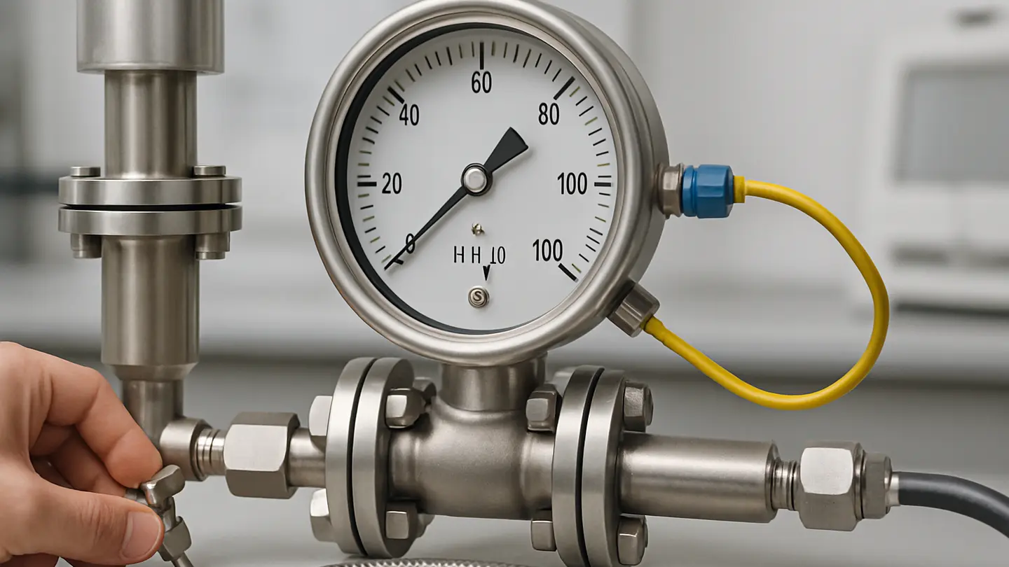 Differential pressure gauge connected across a process component