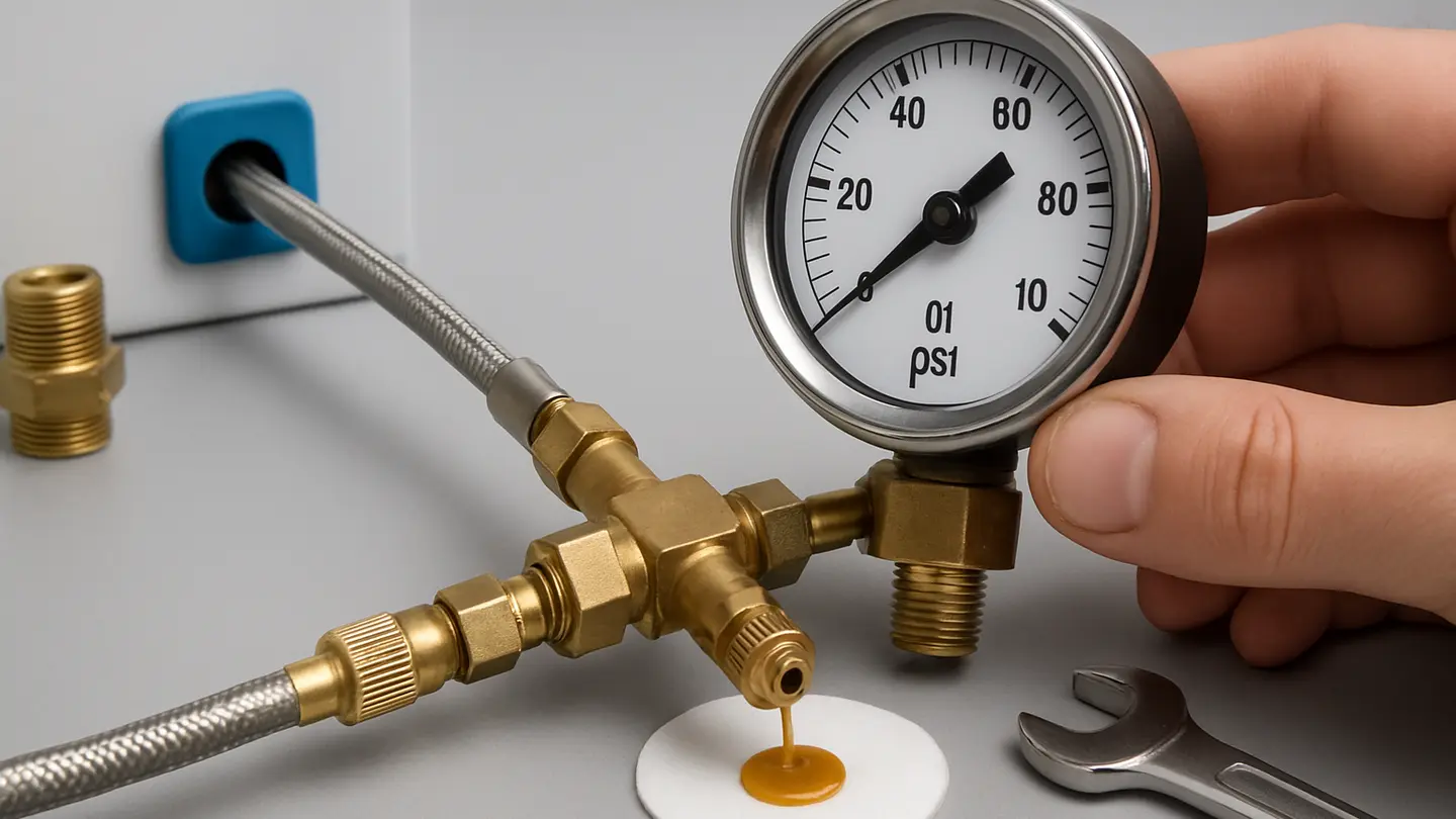 Mechanical oil pressure gauge with oil line and fittings