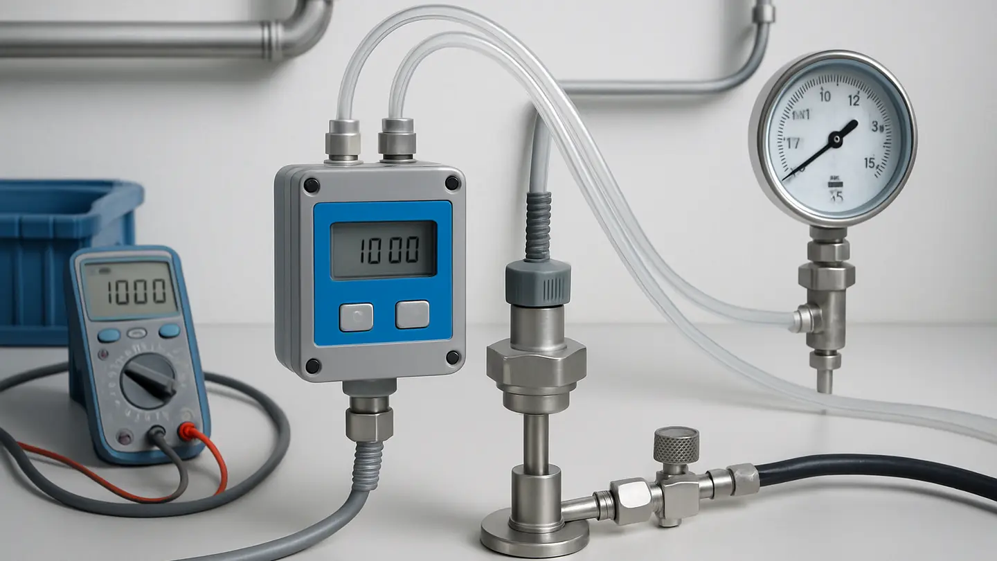 Low-pressure differential transducer installed for controlled room pressure monitoring