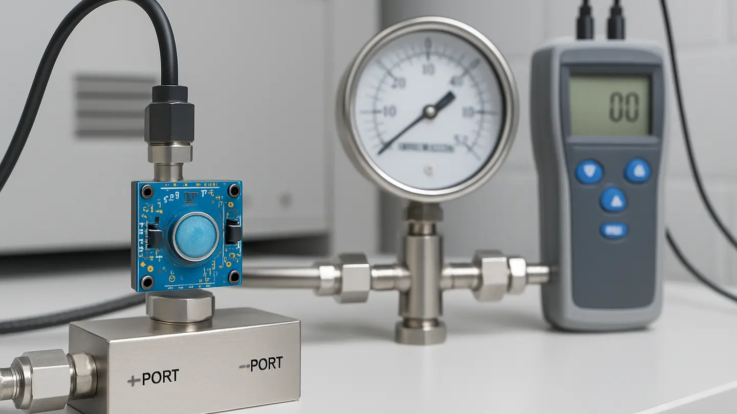 Illustration of a MEMS diaphragm pressure sensor for low differential pressure