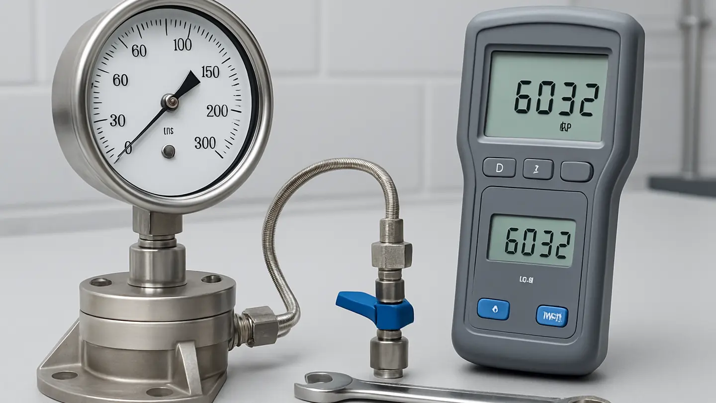 Monel pressure gauge assembly for hydrofluoric acid service