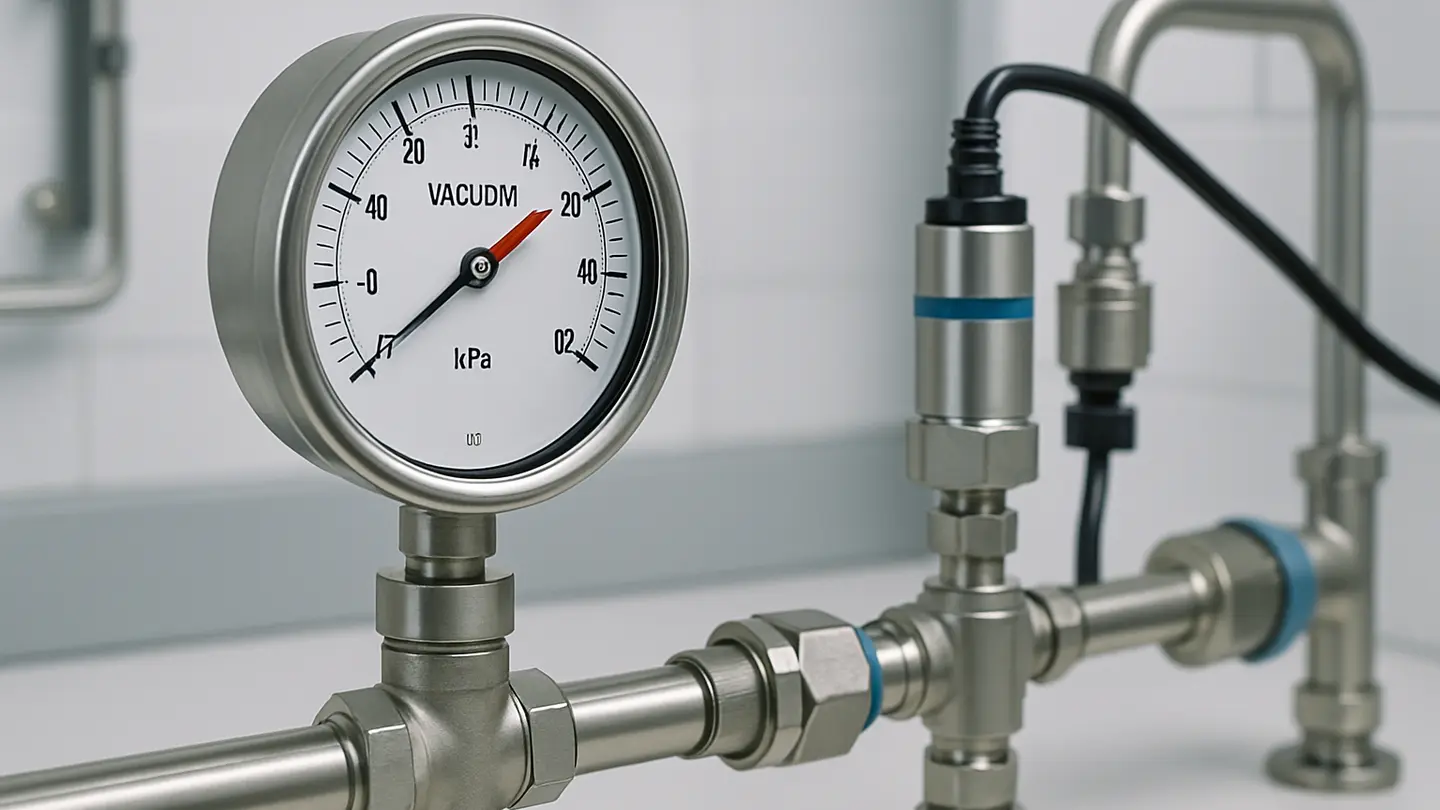 Gauge showing pressure below atmospheric pressure