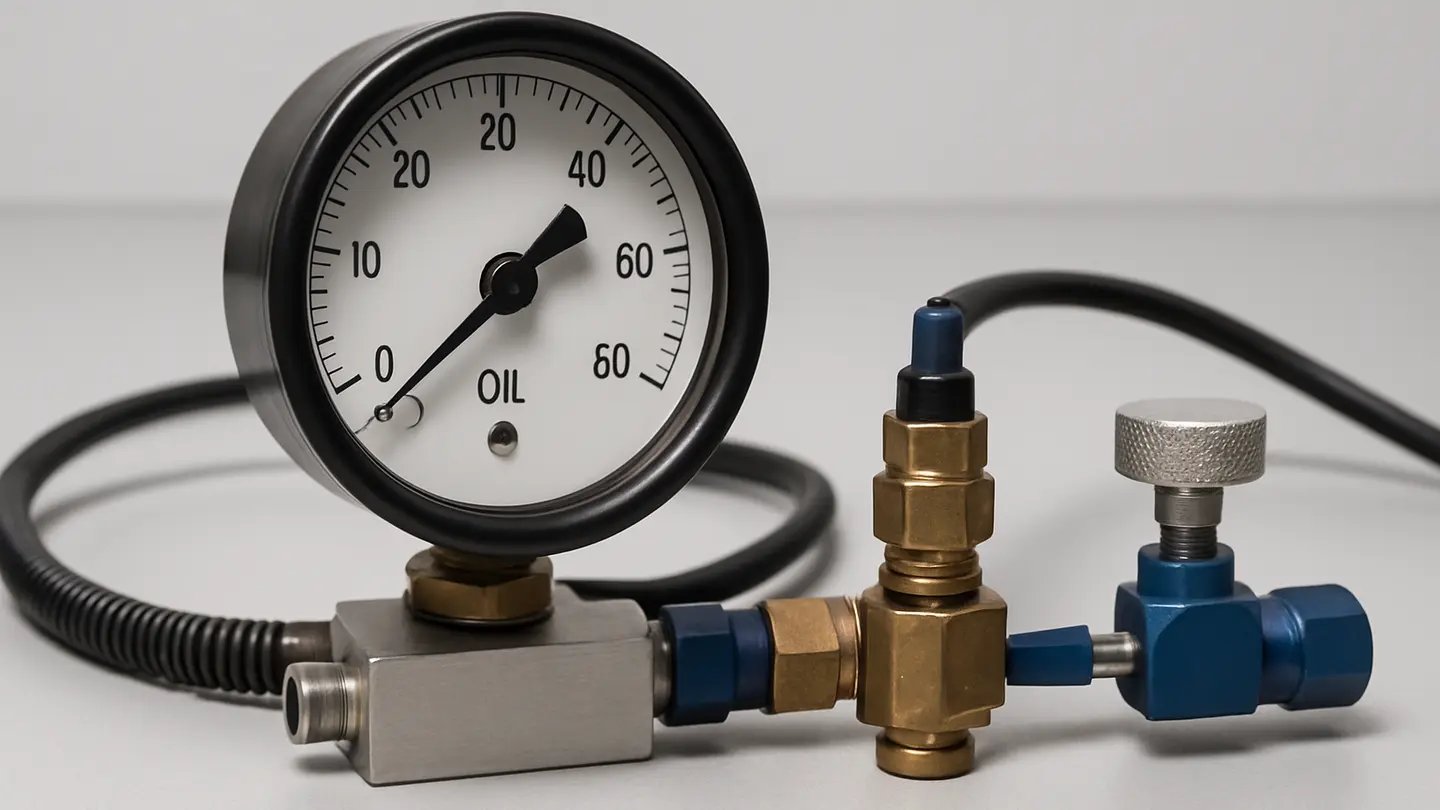 Oil pressure gauge showing engine idle pressure