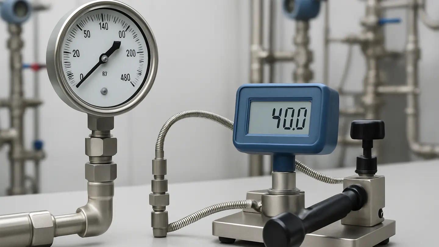 Pressure gauge installed on petrochemical process piping
