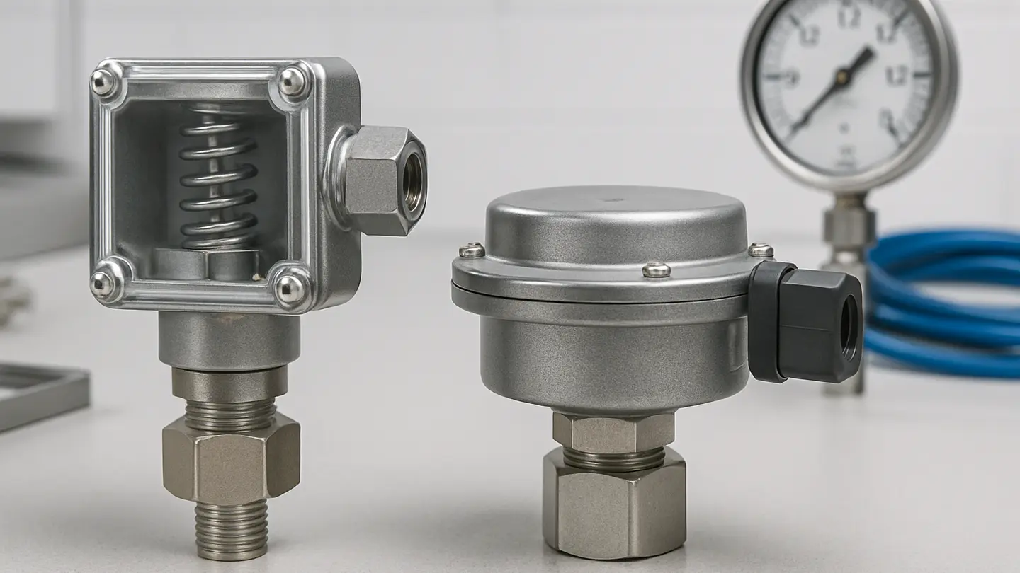 Piston and diaphragm pressure switch actuator comparison