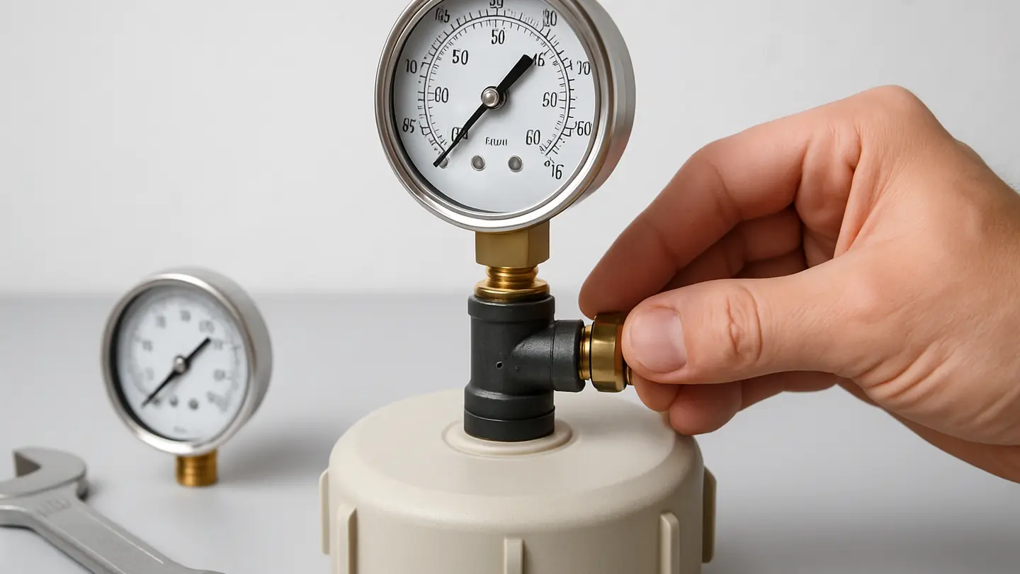 Pressure gauge mounted on a swimming pool filter