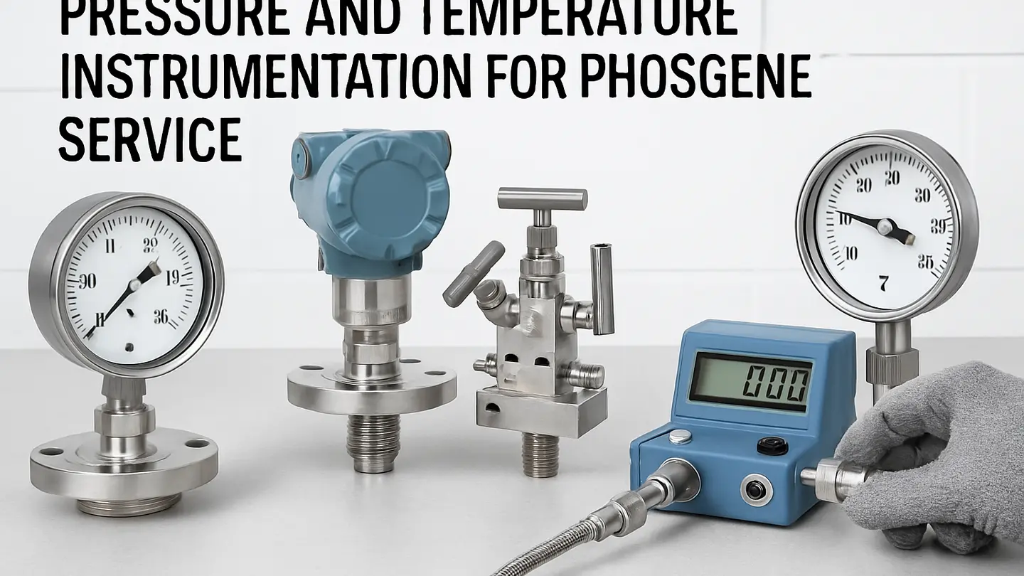 Pressure and temperature instruments installed on phosgene process piping