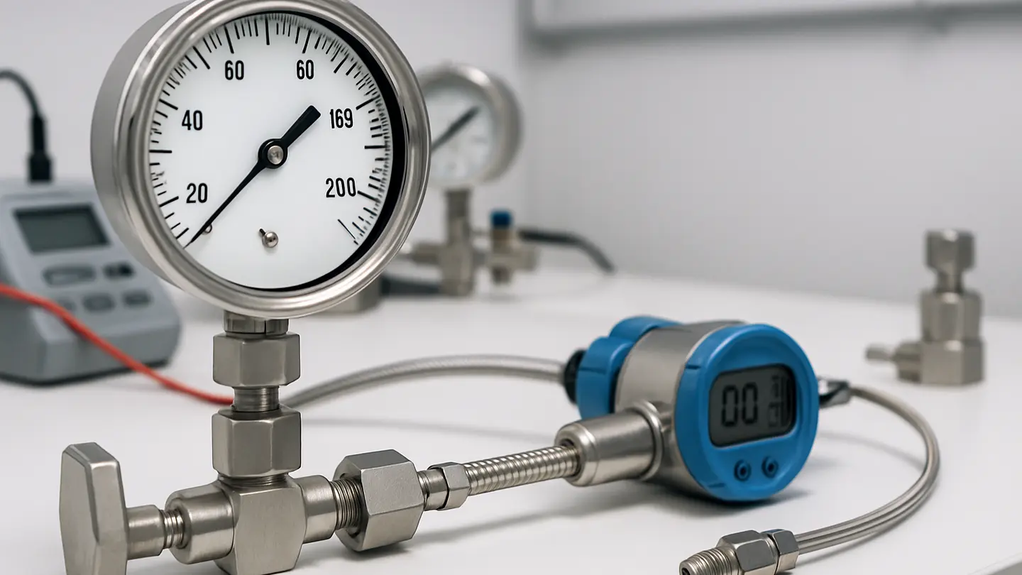 Analog and digital pressure gauges used for pressure measurement