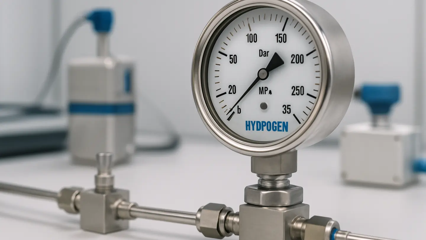 Pressure gauge used in a hydrogen process application