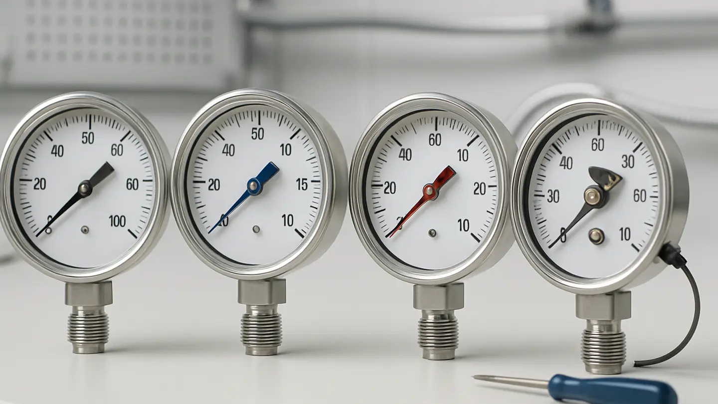 Analog pressure gauge with reference and telltale pointer options