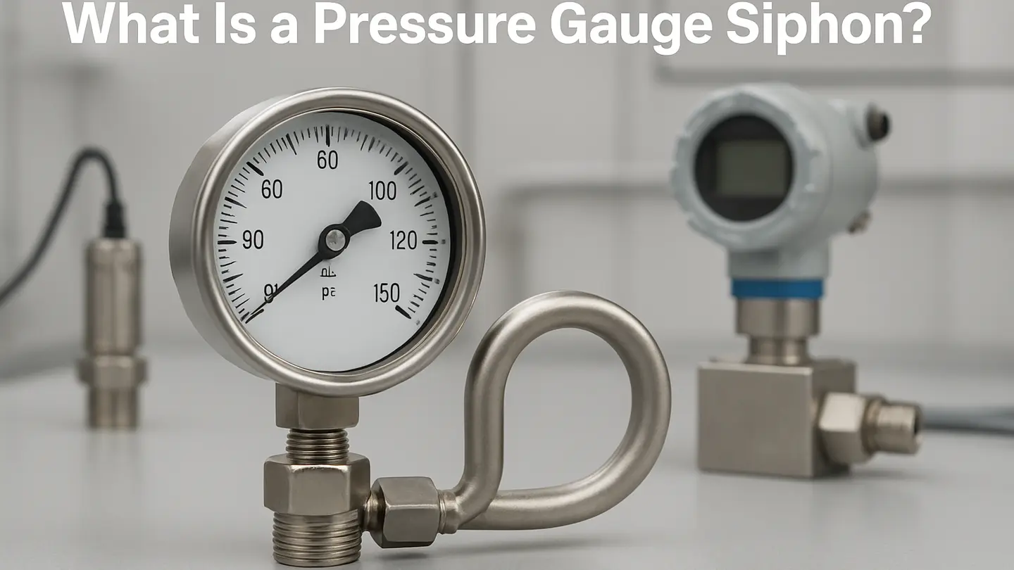 Pressure gauge siphon installed between a steam line and pressure gauge
