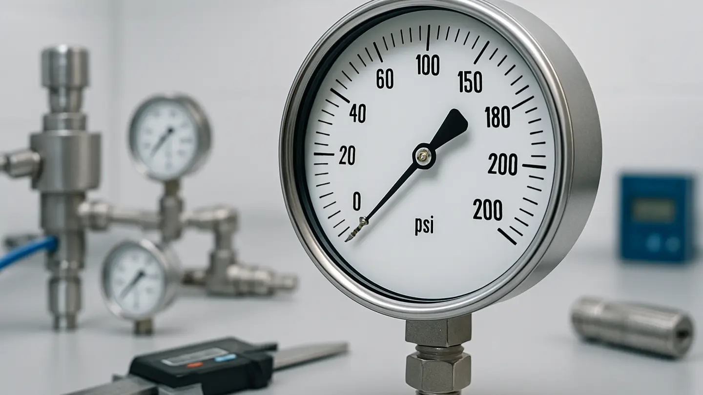 Pressure gauges with different dial sizes for readability comparison