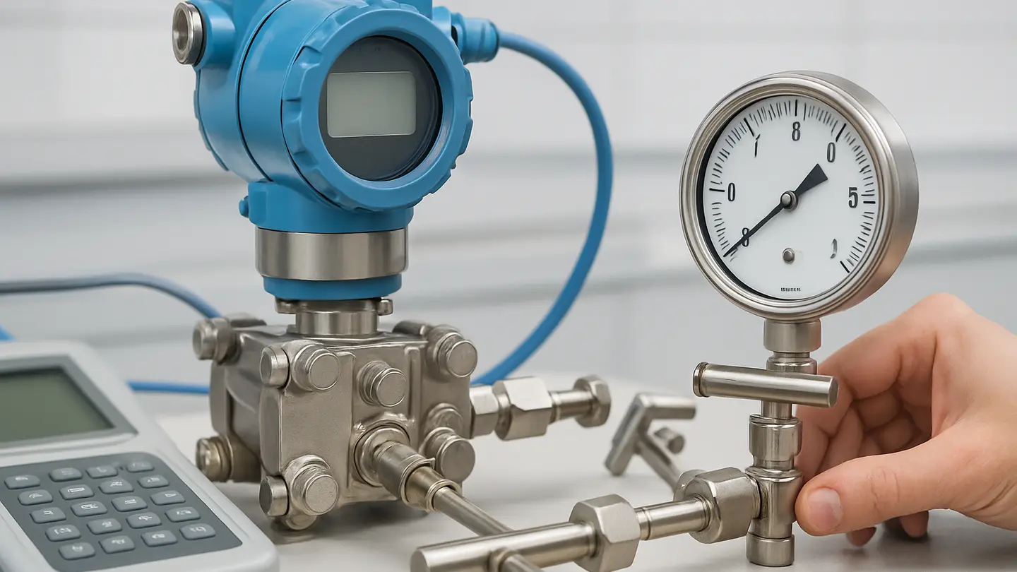 Pressure transmitter measuring process pressure in an industrial system