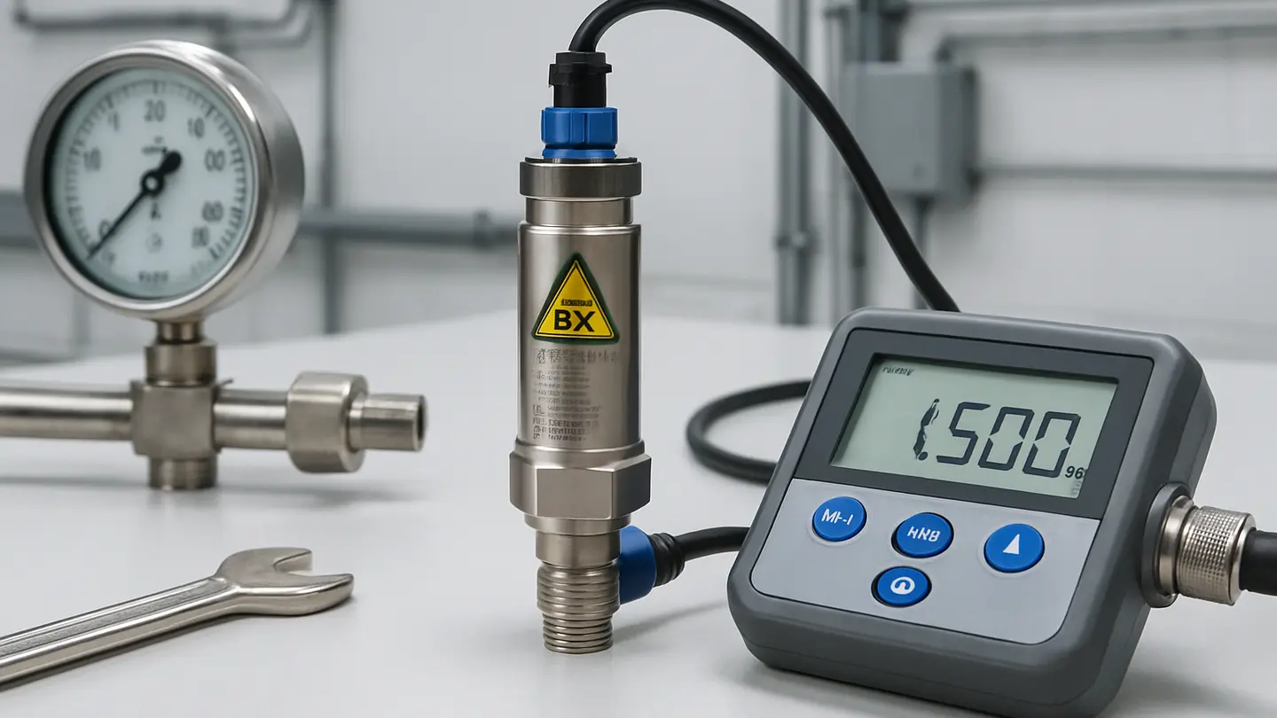 Pressure sensor installed in a hazardous industrial process area