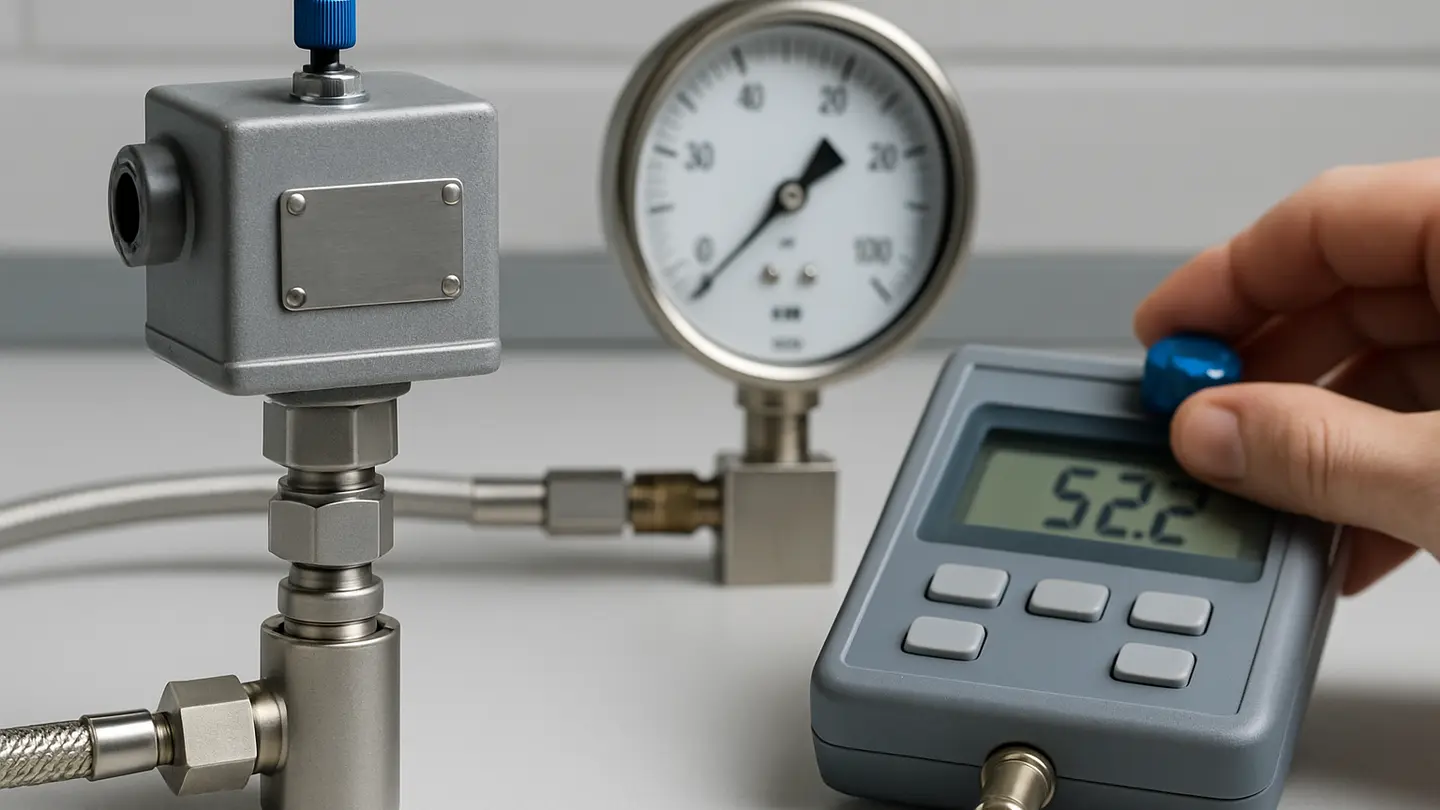 Mechanical pressure switch illustrating deadband between trip and reset points