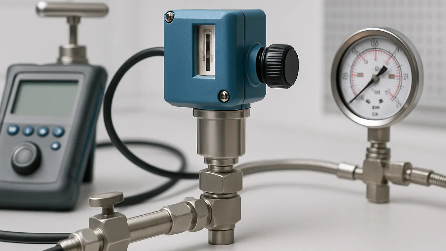 Pressure switch connected to an industrial process alarm and shutdown control system