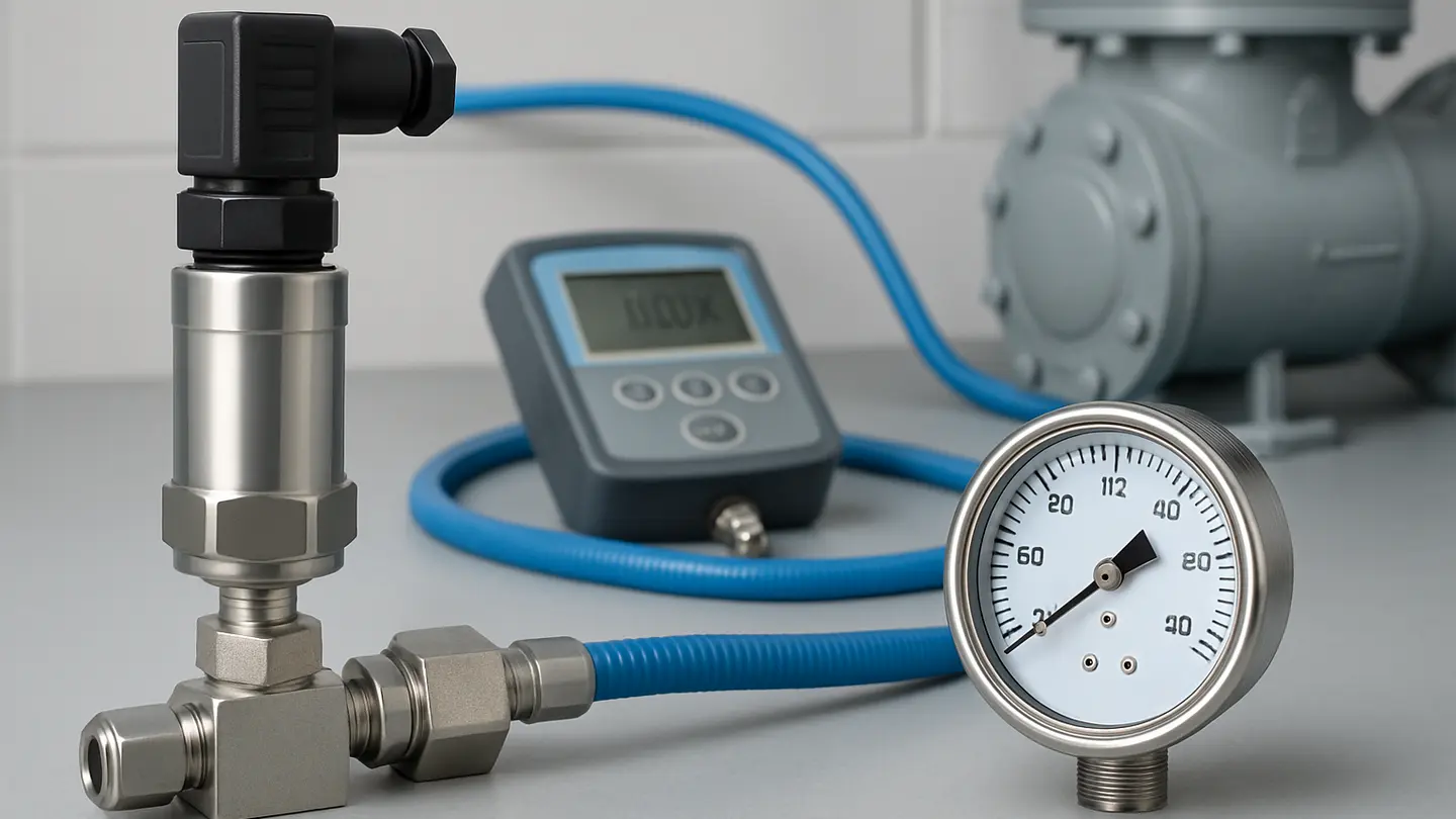 Pressure transducer installed on an ammonia refrigeration system