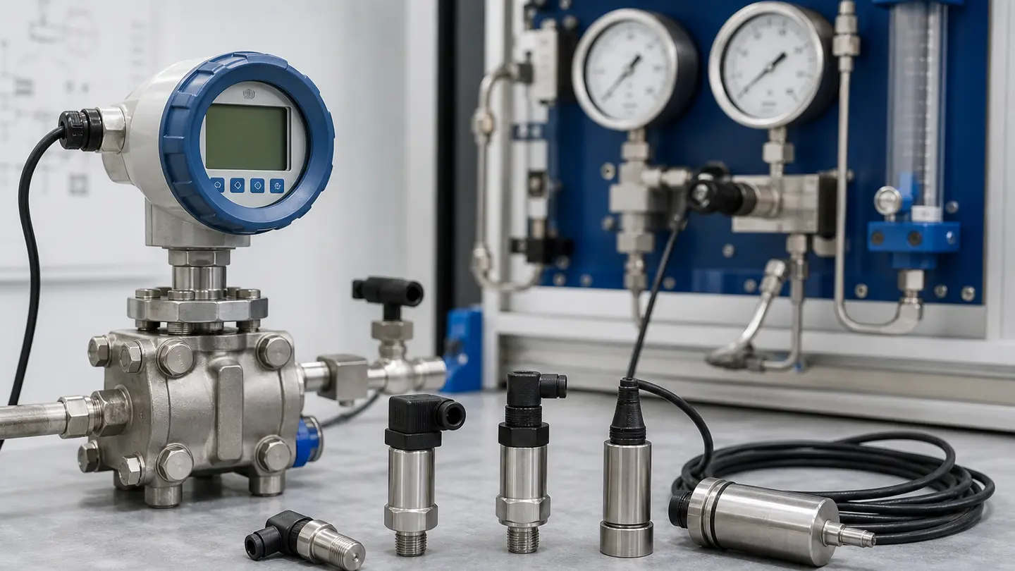 Pressure transducer used for measuring fluid or gas pressure