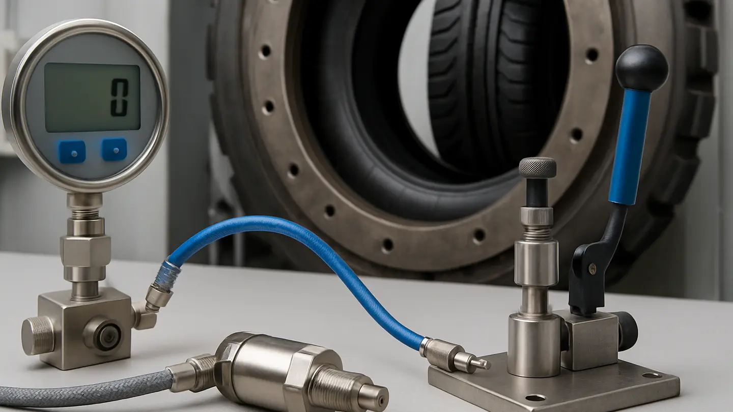 Pressure transducer installed on hydraulic equipment for tire vulcanizing