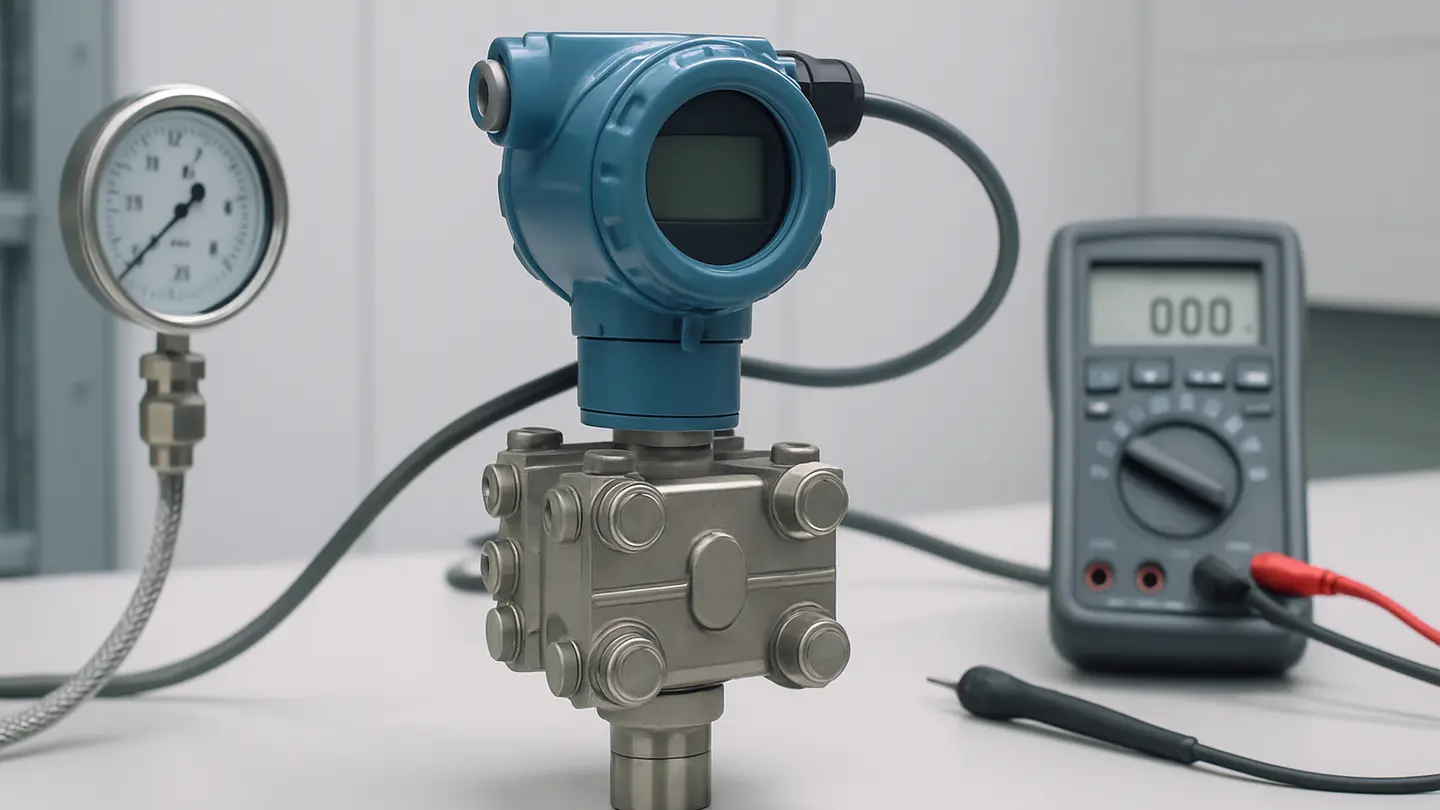 Pressure transmitter connected to process piping for remote pressure measurement