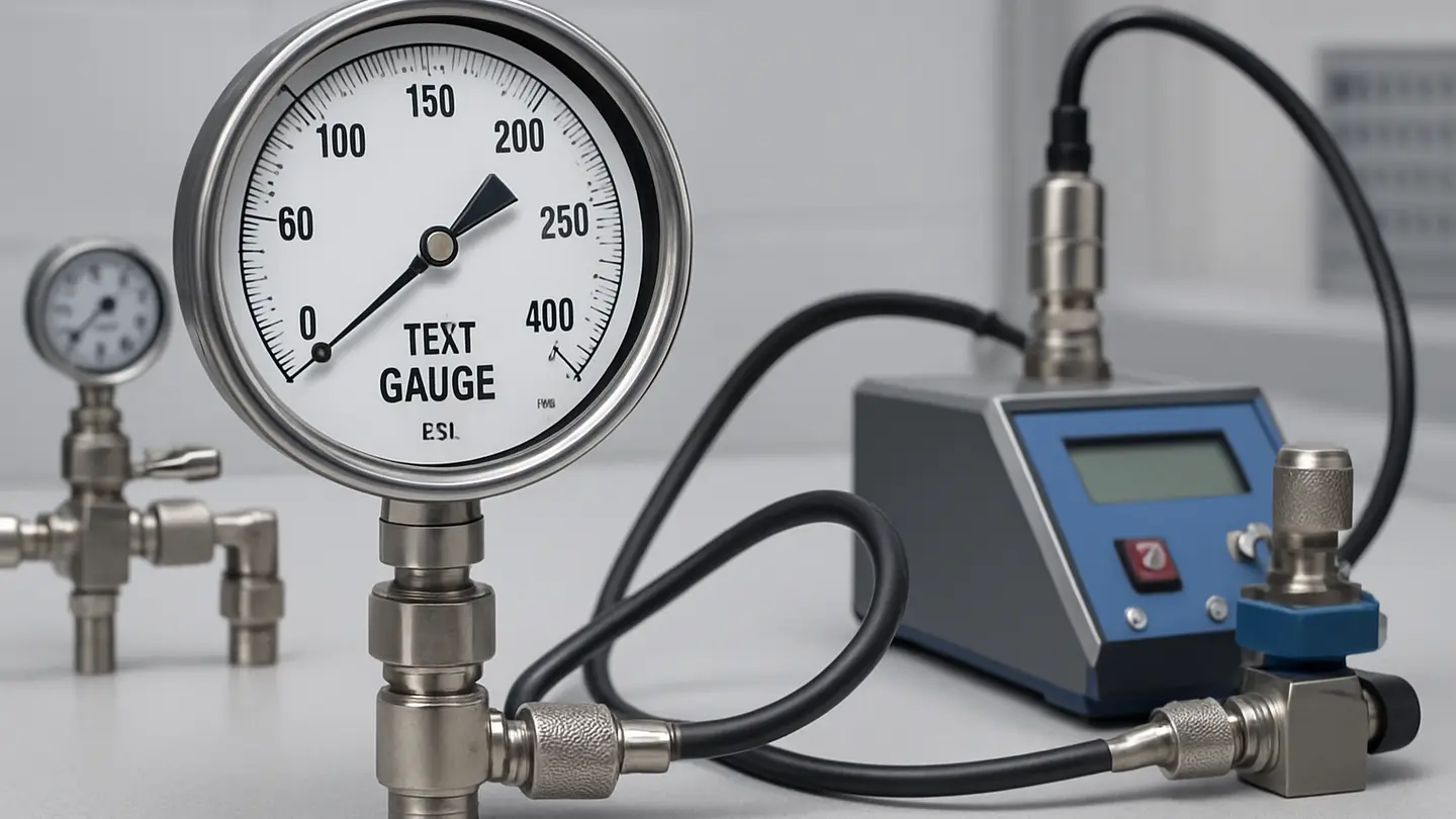 Technician using a test gauge to verify pressure measurement