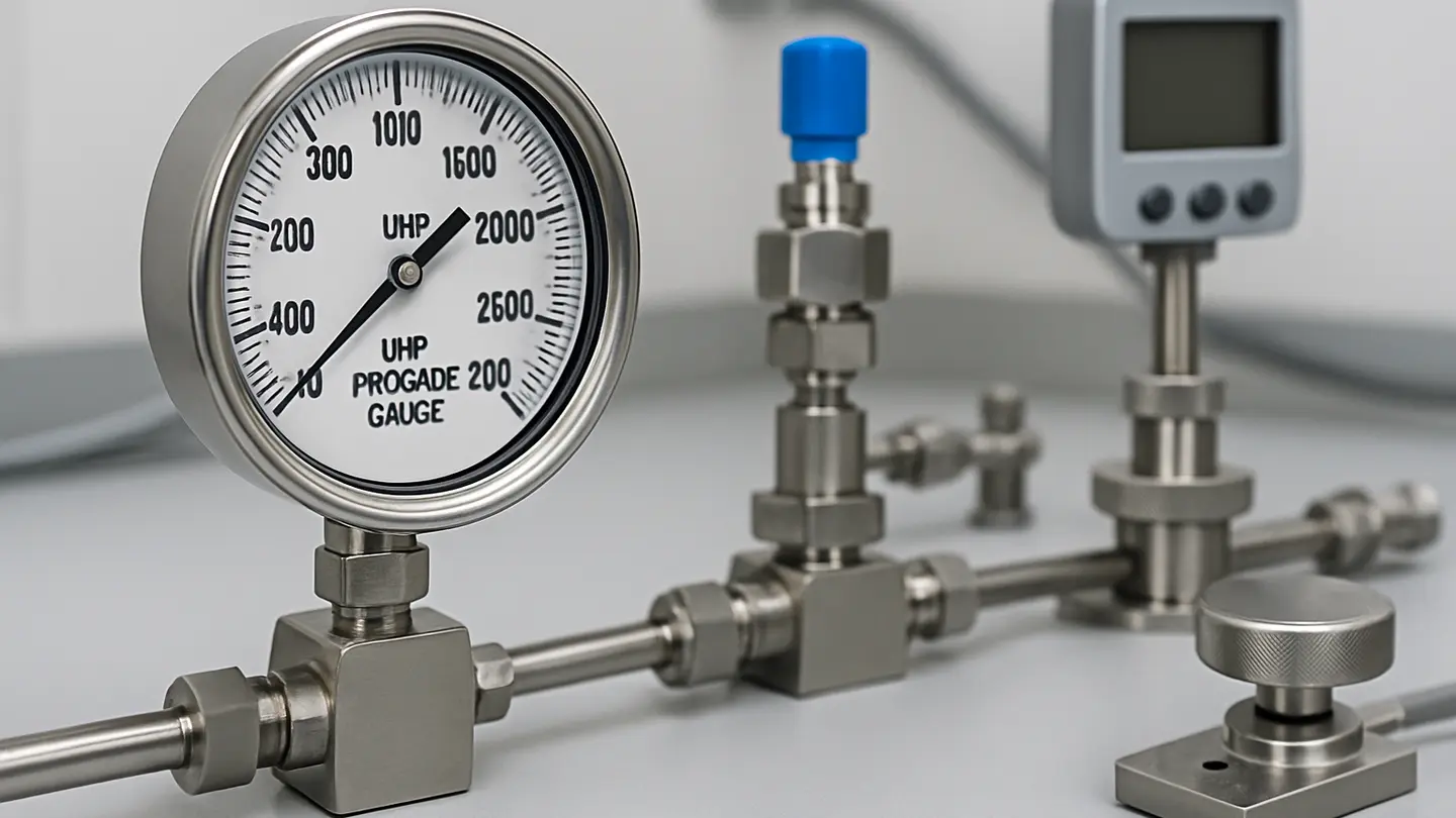 UHP pressure gauge for a semiconductor gas delivery system