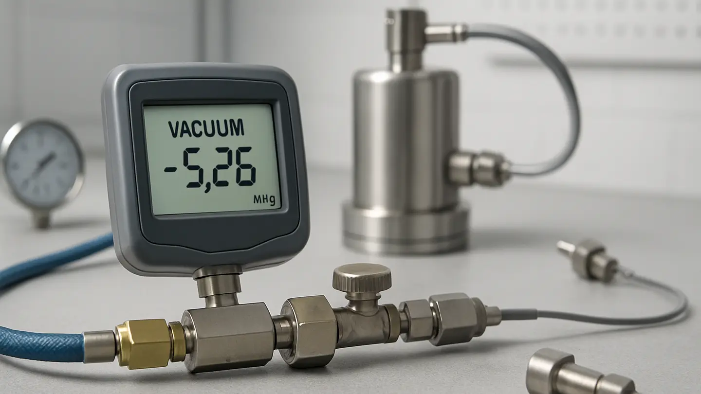 Vacuum gauge measuring pressure in a low-pressure system