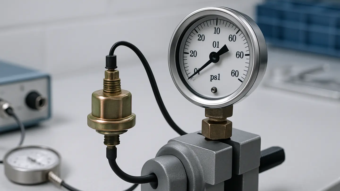 Oil pressure gauge monitoring engine lubrication pressure