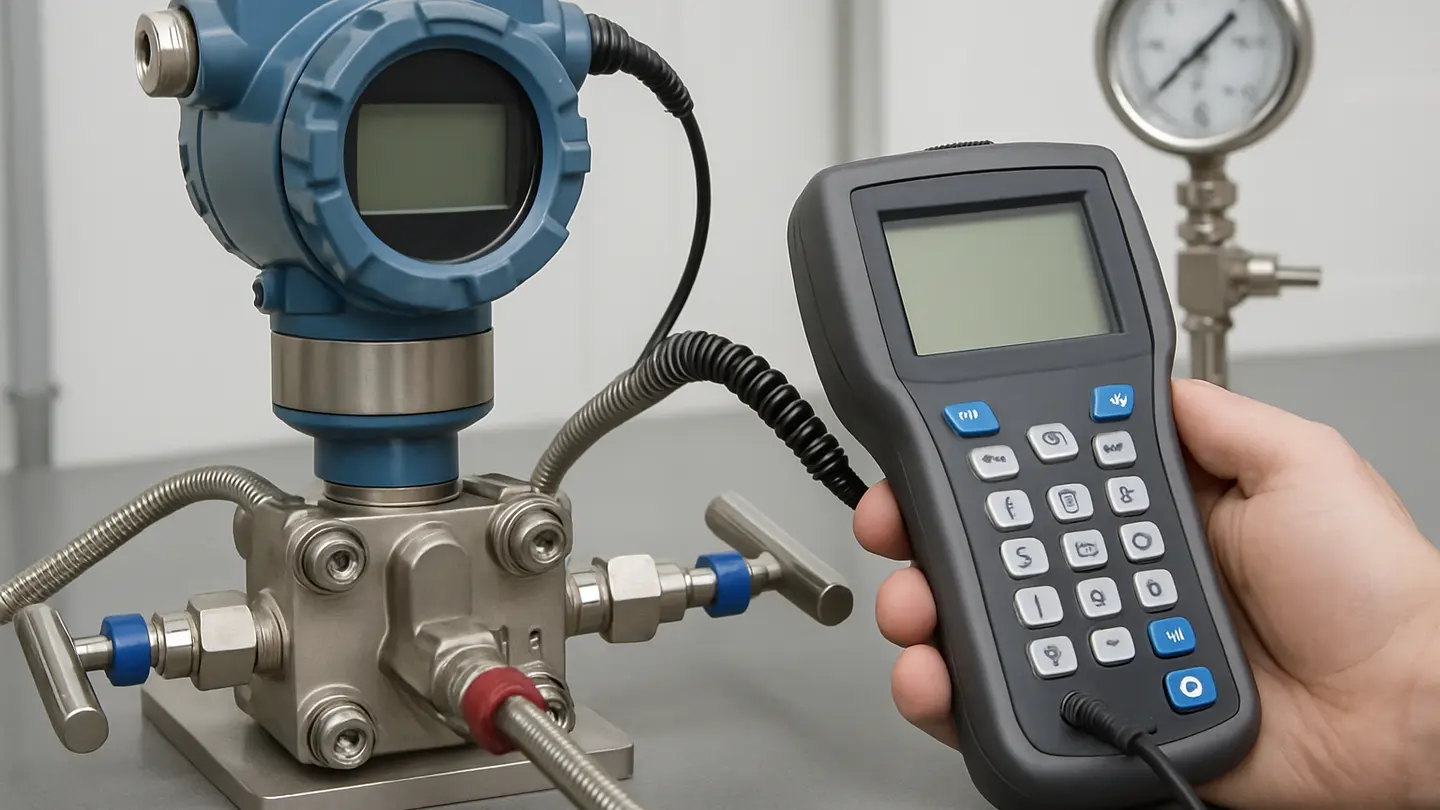 Differential pressure transmitter connected to a manifold for zero adjustment